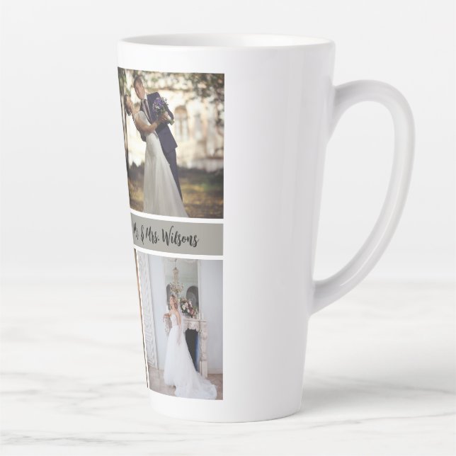 Caneca De Café Latte Crie Sua Própria Colagem De Casamento De 7 Fotos (Direita)