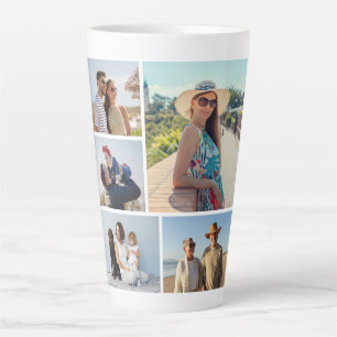 Caneca De Café Latte Crie sua própria colagem de fotos