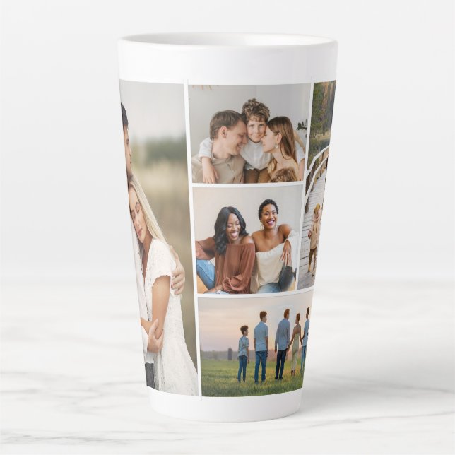 Caneca De Café Latte Crie sua própria colagem de fotos (Frente)
