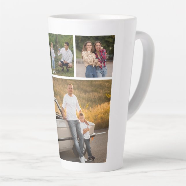 Caneca De Café Latte Crie sua própria colagem de fotos (Ângulo direito)