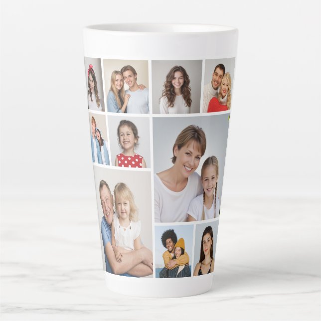 Caneca De Café Latte Crie sua própria colagem de fotos (Frente)