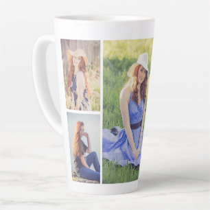 Caneca De Café Latte Crie sua própria colagem de fotos