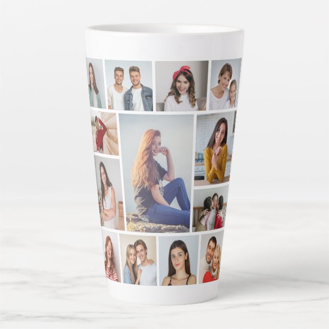 Caneca De Café Latte Crie Sua Própria Colagem De Fotos 13 (Frente)