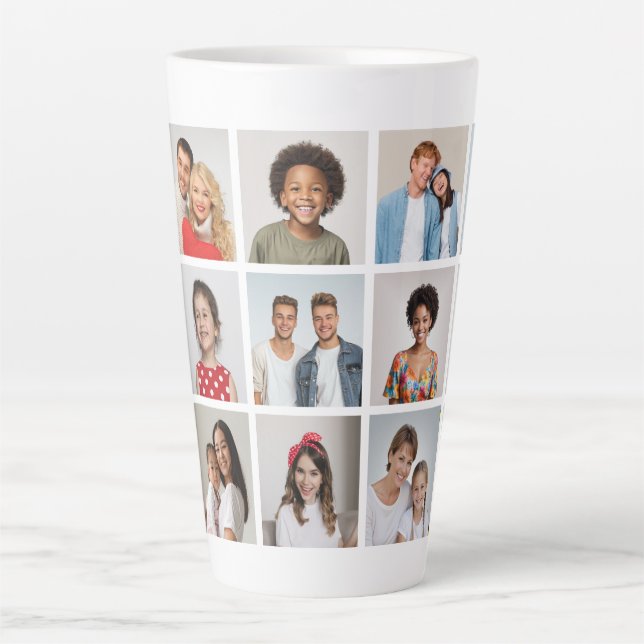 Caneca De Café Latte Crie Sua Própria Colagem De Fotos 15 (Frente)
