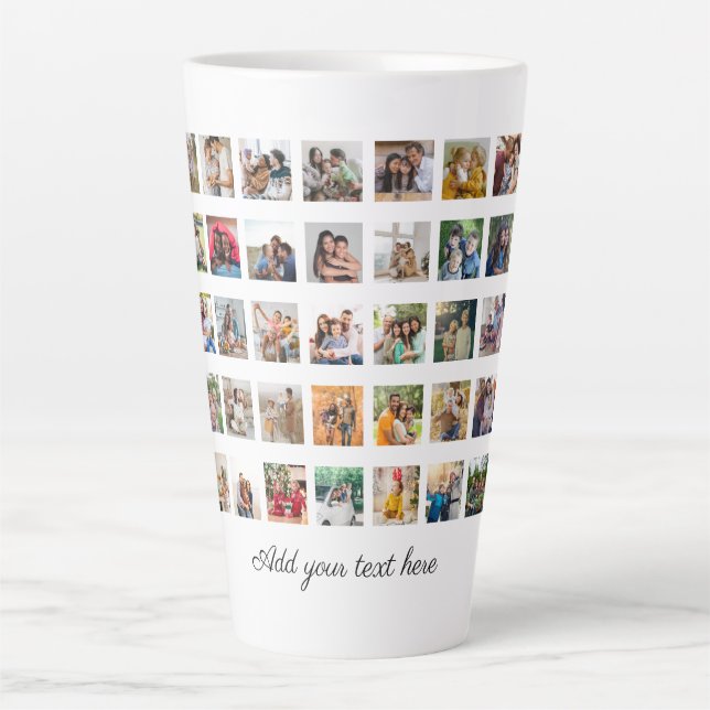 Caneca De Café Latte Crie Sua Própria Colagem De Fotos 35 (Frente)