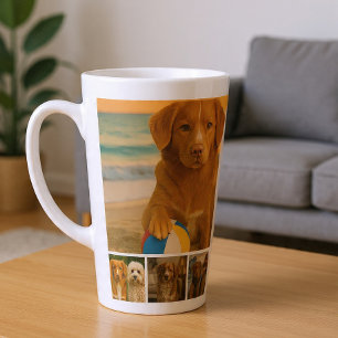 Caneca De Café Latte Crie sua própria colagem de fotos personalizada de