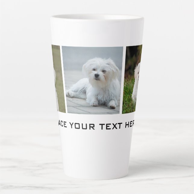 Caneca De Café Latte Crie sua própria foto de cachorro da família (Frente)