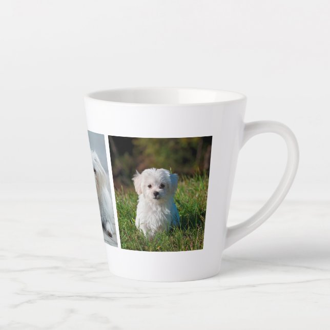 Caneca De Café Latte Crie sua própria foto de cachorro da família (Direita)