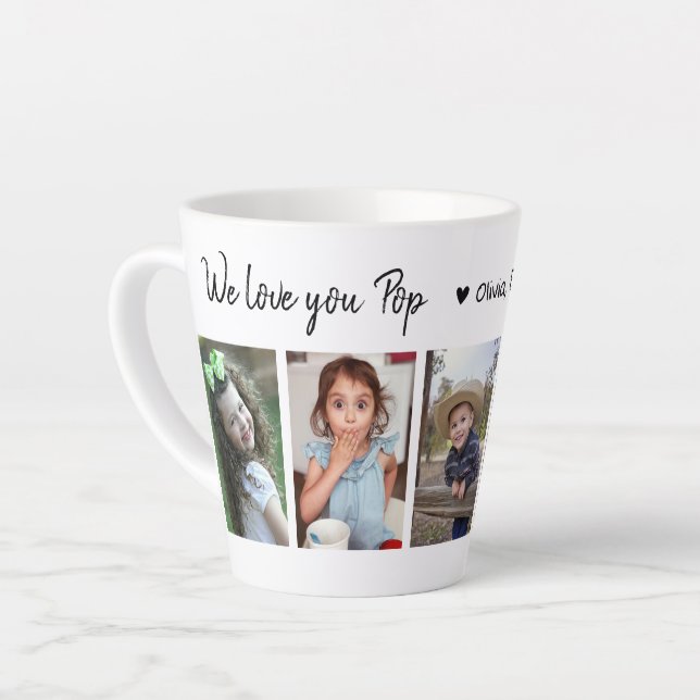 Caneca De Café Latte Crie Sua Própria Foto, Nós Te Amámos Pop (Ângulo esquerdo)