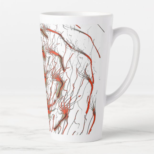 Caneca De Café Latte Crimson Flowline Latte Mug (Direita)