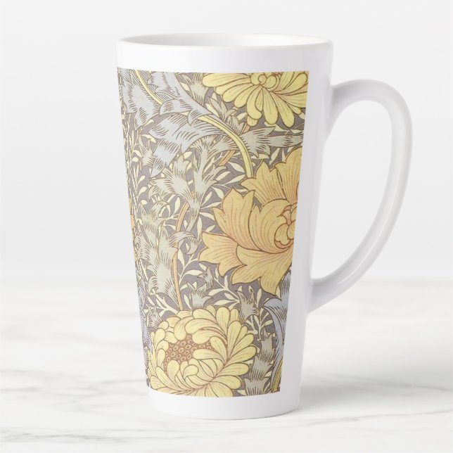 Caneca De Café Latte Crisântemo Flor de Mãe de William Morris (Direita)