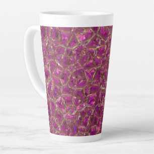 Caneca De Café Latte Cristal Rosa e Dourado