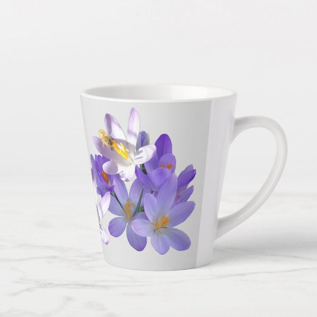 Caneca De Café Latte Crocos Roxos com Cinza Leve de Abelha (Direita)