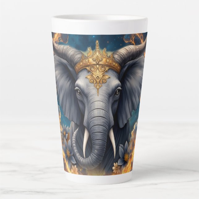 Caneca De Café Latte Crowned Guardian of the Celestial Gate the elefant (Frente)