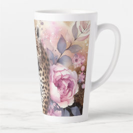 Caneca De Café Latte Cub e Rosas-leopardo