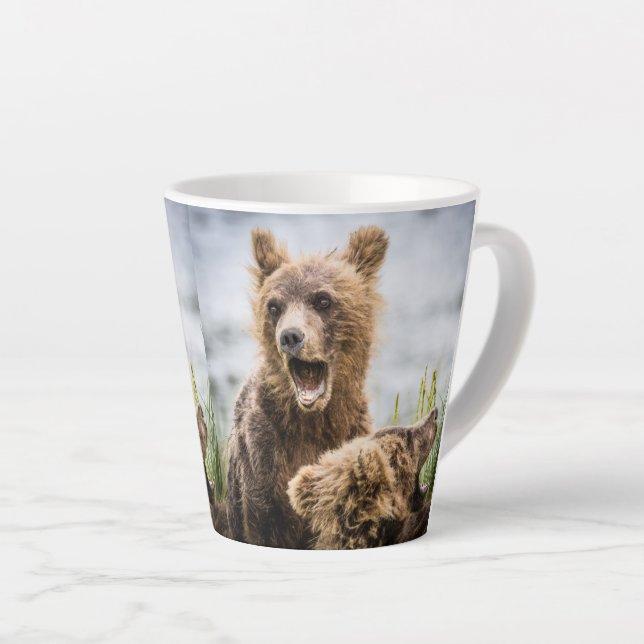 Caneca De Café Latte Cubos Grizzly Procurando Sua Mãe (Ângulo direito)