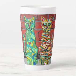 Caneca De Café Latte Cuby Cats por Laura Gail Sweeney