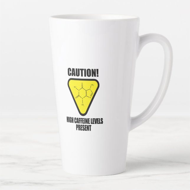 Caneca De Café Latte Cuidado! Níveis elevados de cafeína (Direita)
