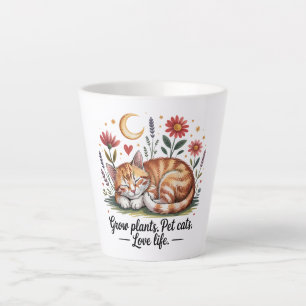 Caneca De Café Latte Cultive Plantas que os Gatos Amam Vida Fofa Jardin