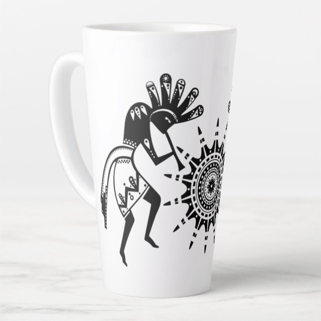 Caneca De Café Latte Cultura de americanos nativos - Sun Dancing Kokope (Ângulo esquerdo)