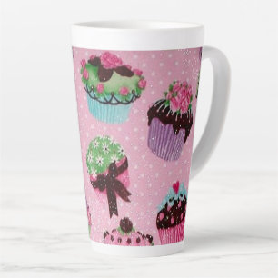 Caneca De Café Latte Cupcake rosa-claro