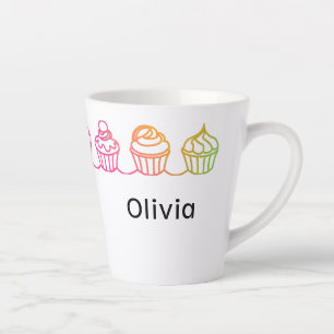Caneca De Café Latte Cupcakes arco-íris personalizados lata