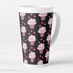 Caneca De Café Latte Cupcakes Cuxos Rosa E Preto
