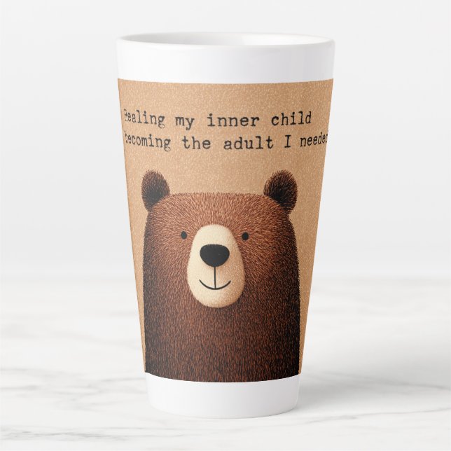 Caneca De Café Latte "Curando minha criança interior"  (Frente)