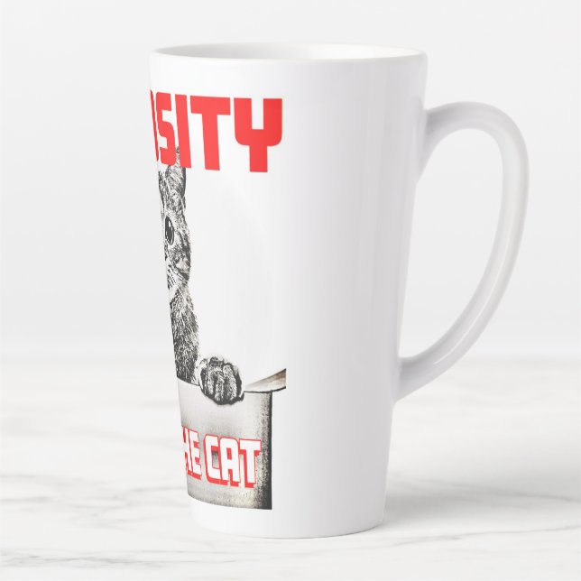 Caneca De Café Latte Curiosidade Curou o Gato (Direita)