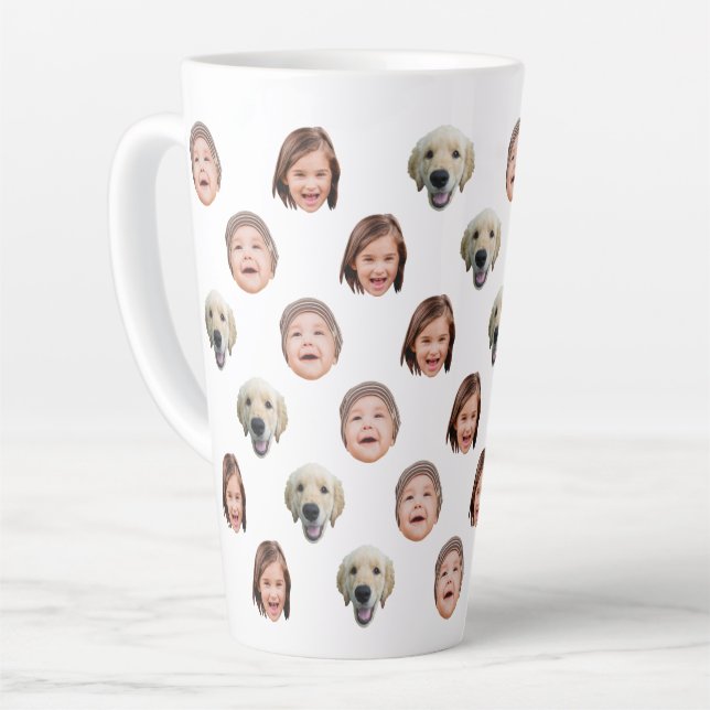 Caneca De Café Latte Custom 17 oz Funny Baby Kids Family Face 3 Photos (Ângulo esquerdo)