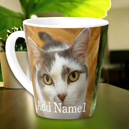 Caneca De Café Latte Custom 2 Photo and Text Personalized