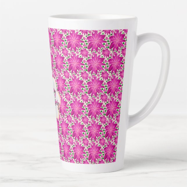 Caneca De Café Latte Custom and personalized pink floral  (Direita)
