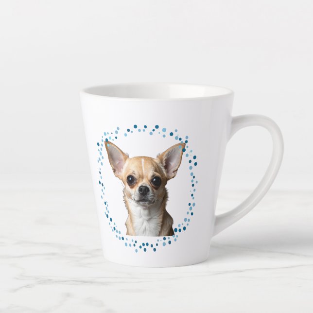Caneca De Café Latte Custom Blue Chihuahua Mug Photo Personalized (Direita)