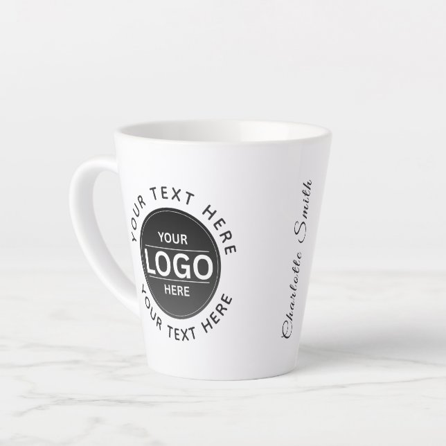 Caneca De Café Latte Custom Business Brand Logo (Ângulo esquerdo)