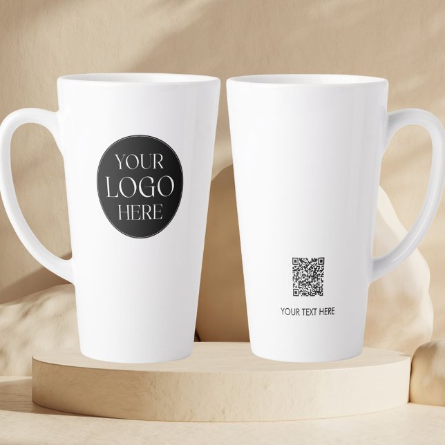 Caneca De Café Latte Custom Company Business Logo QR Code Promotional (Front and Back)