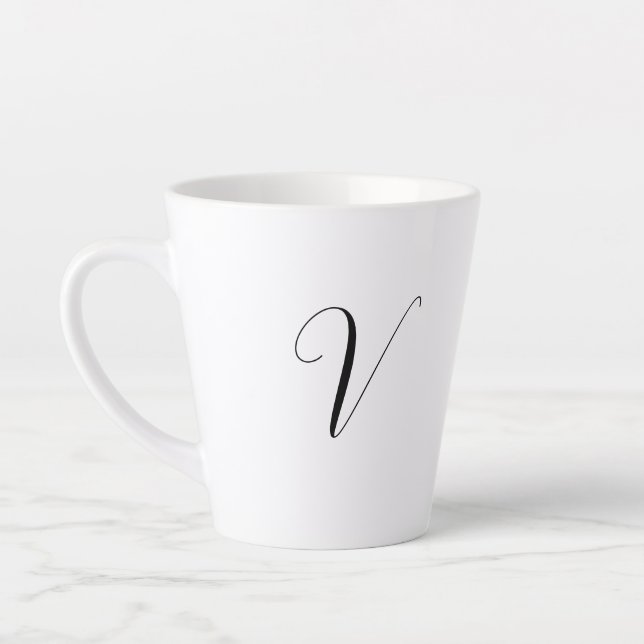 Caneca De Café Latte Custom monogram script initial (Esquerda)