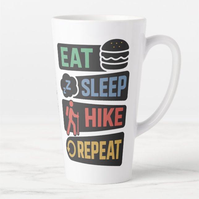 Caneca De Café Latte Custom Name Hiking (Direita)