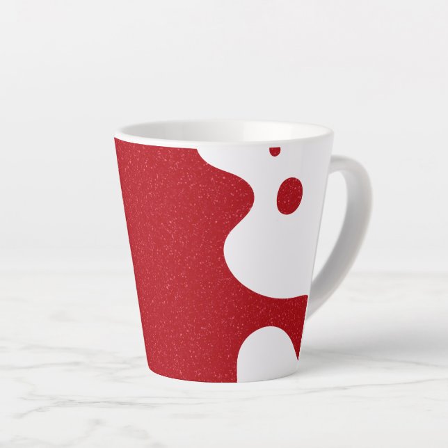 Caneca De Café Latte Custom Red & White Blob Mug – Editable Design (Ângulo direito)