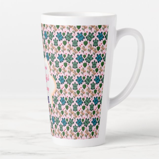 Caneca De Café Latte Custom turtle pattern  (Direita)