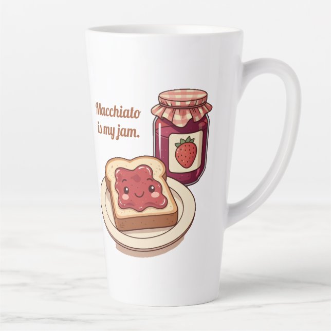 Caneca De Café Latte [Customize] is my jam - cute jam and toast cartoon (Direita)