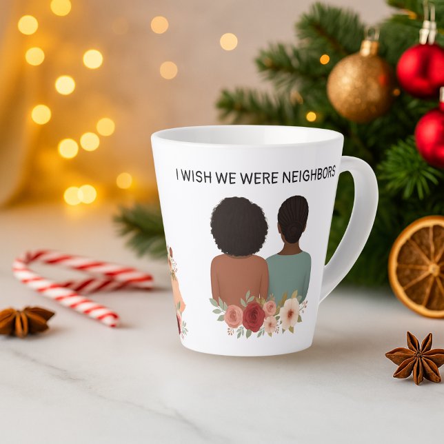 Caneca De Café Latte Customized Best Friends Figures & States Mug (Customize hair color and length, ethnicities, etc.)
