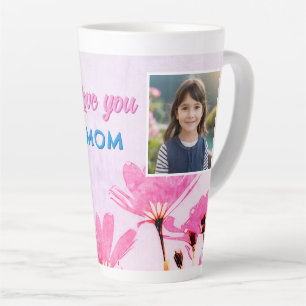 Caneca De Café Latte Cute Amor você Mãe Flores Rosa 2 Fotos