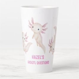 Caneca De Café Latte Cute Axolote Aquarela Perguntas Personalizadas Cri