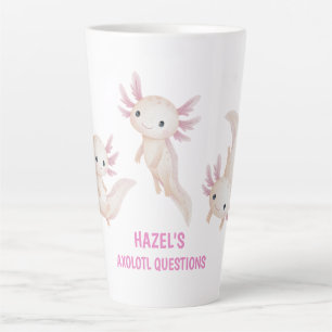 Caneca De Café Latte Cute Axolote Aquarela Perguntas Personalizadas Cri