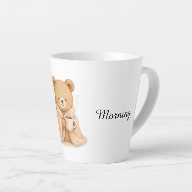 Caneca De Café Latte Cute Bear Latte Mug (Ângulo direito)