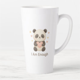 Caneca De Café Latte Cute Bear with Pink Heart — I Am Enough mug