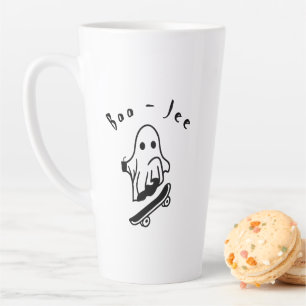 Caneca De Café Latte Cute Boo Fantasma Patinando Arte Assustadora e Div