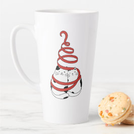 Caneca De Café Latte Cute Christmas cat couples in love minimalist 