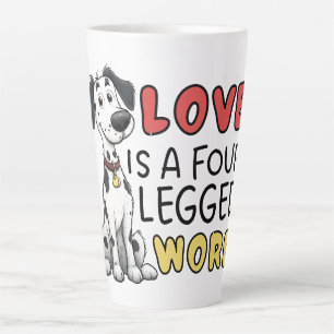 Caneca De Café Latte Cute Dalmatian Amor é uma Palavra de Quatro Pernas
