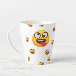 Caneca De Café Latte Cute Emoji engraçado com língua para fora